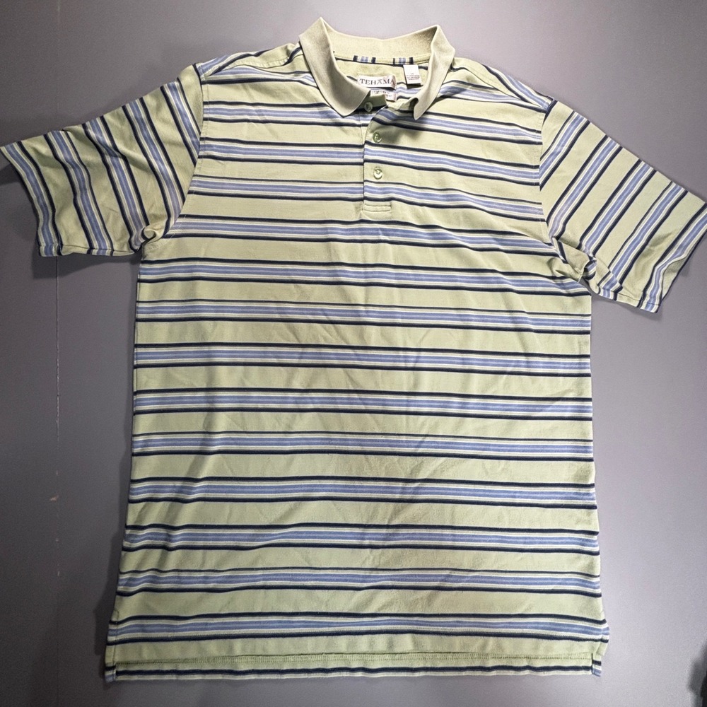 Tehama Striped Polo Shirt Mens Short Sleeve Golf Casual - Picture 2 of 13